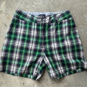 Tommy Hilfiger Blue and Green Plaid Shorts